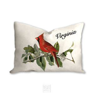 Cardinal throw pillow, state bird, wild life pillow, spiritual bird, Interior decor, home decor, pillow cover and insert, nature decor, red