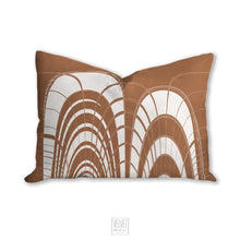 Load image into Gallery viewer, Boho pillow, mid century inspired, terra cotta, abstract style, Interior decor, home decor, pillow cover and insert, home accent pillow