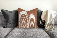 Load image into Gallery viewer, Boho pillow, mid century inspired, terra cotta, abstract style, Interior decor, home decor, pillow cover and insert, home accent pillow