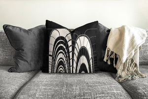 Boho pillow, mid century inspired, black and white abstract style, Interior decor, home decor, pillow cover and insert, home accent pillow