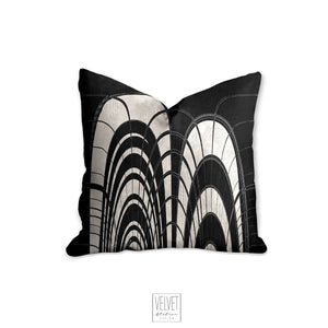 Boho pillow, mid century inspired, black and white abstract style, Interior decor, home decor, pillow cover and insert, home accent pillow