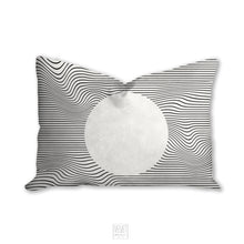 Load image into Gallery viewer, Geometric pillow, circle minimalistic, black and white abstract style, Interior decor, home decor, pillow cover and insert, home accent