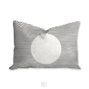 Geometric pillow, circle minimalistic, black and white abstract style, Interior decor, home decor, pillow cover and insert, home accent