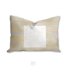 Load image into Gallery viewer, Geometric pillow, abstract square minimalistic, khaki abstract style, Interior decor, yellow home decor, pillow cover and insert, earthy art
