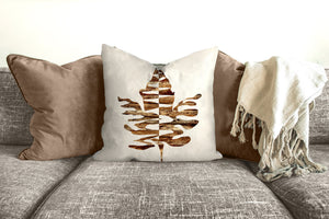 Maple leaf throw pillow, brown and beige, fall decor, fall pillow, autumn, thanksgiving decor, home, pillow cover and insert, accent pillow