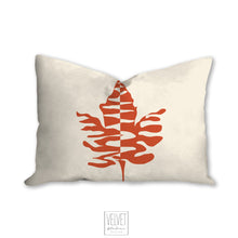 Load image into Gallery viewer, Maple leaf throw pillow, orange and beige, fall decor, fall pillow, autumn, thanksgiving decor, home, pillow cover and insert, accent pillow