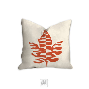 Maple leaf throw pillow, orange and beige, fall decor, fall pillow, autumn, thanksgiving decor, home, pillow cover and insert, accent pillow