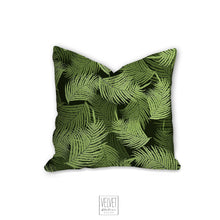 Load image into Gallery viewer, Palm tree leaves throw pillow, green palm leaves, Interior decor, home decor, pillow cover and insert, coastal interior design, tropical