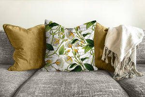 Yellow flowers throw pillow, botanical accent, modern pillow, Interior decor, home decor, pillow cover and insert, stylish decor, floral