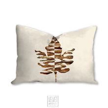 Load image into Gallery viewer, Maple leaf throw pillow, brown and beige, fall decor, fall pillow, autumn, thanksgiving decor, home, pillow cover and insert, accent pillow