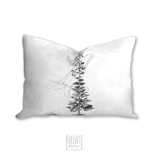 Floral pillow, lilly flower, black and white, floral print, botanical, natural, farmhouse, pillow cover, decorative pillow, pillow case