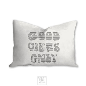 Good vibes only pillow, groovy, Boho pillow, retro pillow, throw pillow, black and white, home decor, pillow cover and insert, accent pillow