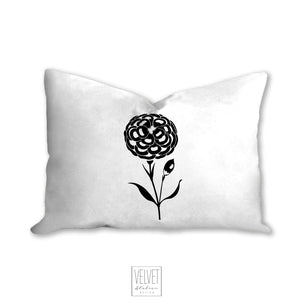 Floral pillow, black and white dahlia, botanical, garden flowers, natural decor, farmhouse, pillow cover, decorative pillow, pillow case