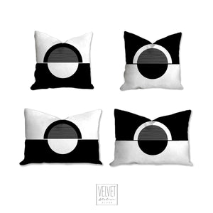 Black and white pillow, half moon mid century design, modern pillow, Interior decor, home decor pillow cover and insert, home accent pillow