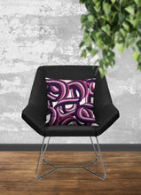 Load image into Gallery viewer, Purple abstract pillow, tangled waves pattern, modern pillow, Interior decor, home decor pillow cover and insert, 3d home accent pillow