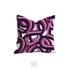 Load image into Gallery viewer, Purple abstract pillow, tangled waves pattern, modern pillow, Interior decor, home decor pillow cover and insert, 3d home accent pillow