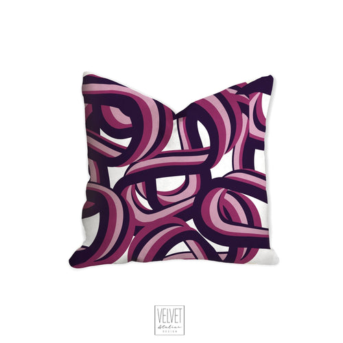 Purple abstract pillow, tangled waves pattern, modern pillow, Interior decor, home decor pillow cover and insert, 3d home accent pillow