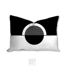 Load image into Gallery viewer, Black and white pillow, half moon mid century design, modern pillow, Interior decor, home decor pillow cover and insert, home accent pillow