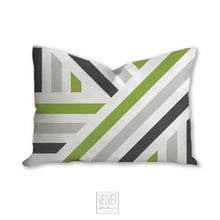Load image into Gallery viewer, Stripes pillow, green and gray linear pattern, minimalistic, modern pillow, Interior decor, home decor pillow cover and insert, home accents