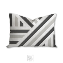 Load image into Gallery viewer, Pillow with stripes, gray linear pattern, minimalistic, modern pillow, Interior decor, home decor pillow cover and insert, home accents