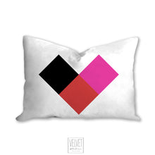 Load image into Gallery viewer, Heart pillow, red and pink heart, modern pillow, Interior decor, home decor pillow cover and insert, pillow case, pink heart, stylish art