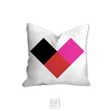 Load image into Gallery viewer, Heart pillow, red and pink heart, modern pillow, Interior decor, home decor pillow cover and insert, pillow case, pink heart, stylish art