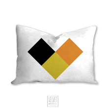 Load image into Gallery viewer, Heart pillow, yellow pixelated heart, modern pillow, Interior decor, home decor pillow cover and insert, pillow case, stylish art