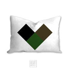 Load image into Gallery viewer, Heart pillow, camo green throw pillow, modern pillow, Interior decor, home decor pillow cover and insert, pillow case, green heart, stylish