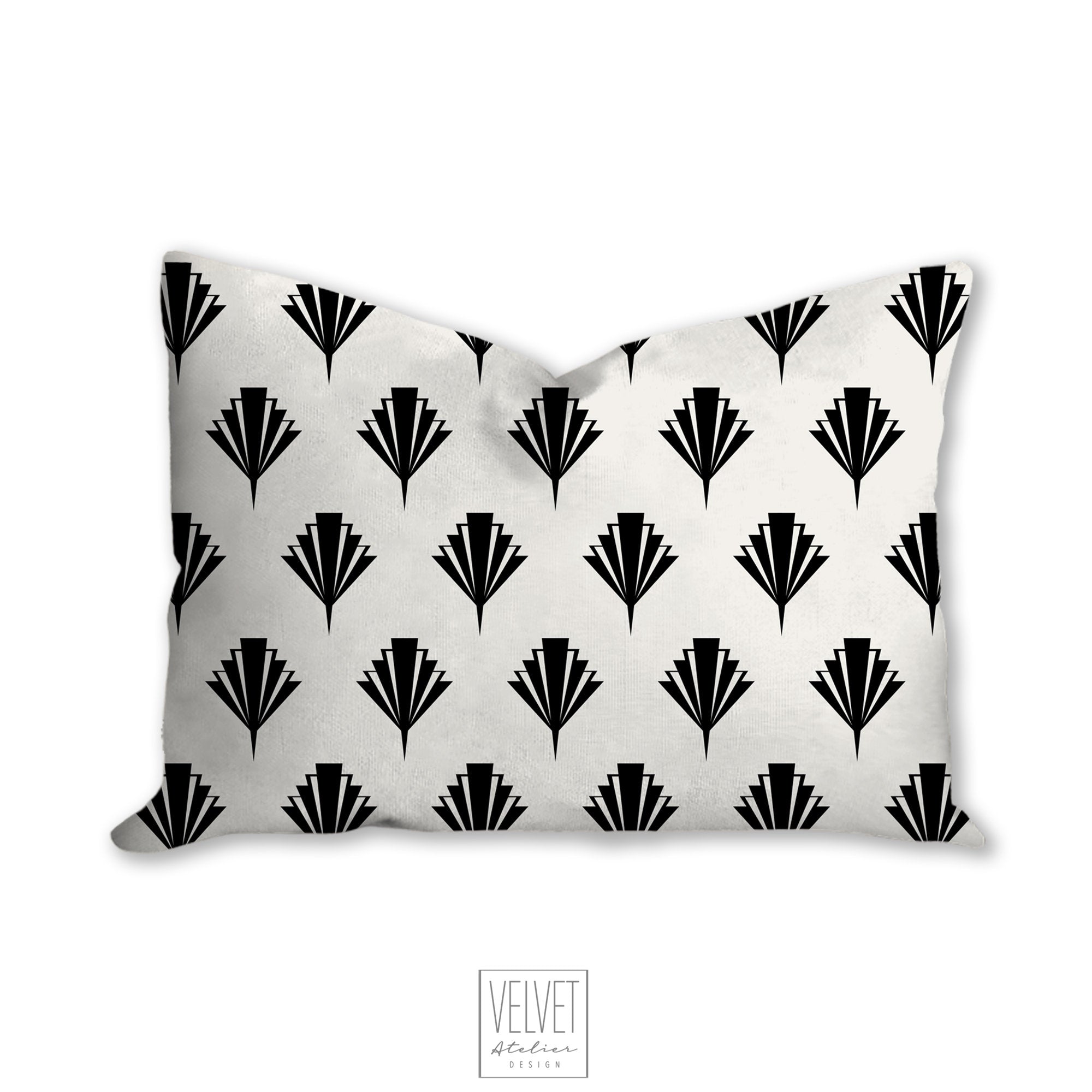 Black and White Throw Pillow Cover - Abstract Print - Velvet - Modern