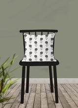 Load image into Gallery viewer, Floral pillow, black and white dahlia pattern, botanical, garden flowers, natural decor, farmhouse, pillow cover, decorative, pillow case