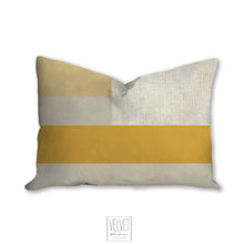 Load image into Gallery viewer, Blocks throw pillow, yellow, gray, beige abstract design, accent pillow, Interior decor, home decor, pillow cover and insert, coastal decor,