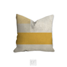 Load image into Gallery viewer, Blocks throw pillow, yellow, gray, beige abstract design, accent pillow, Interior decor, home decor, pillow cover and insert, coastal decor,