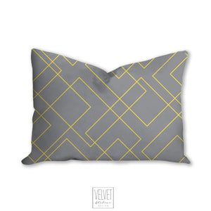 Geometric throw pillow, yellow and gray, abstract, Interior decor, home decor, pillow cover and insert, coastal decor, Interior design