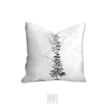Load image into Gallery viewer, Floral pillow, lilly flower, black and white, floral print, botanical, natural, farmhouse, pillow cover, decorative pillow, pillow case