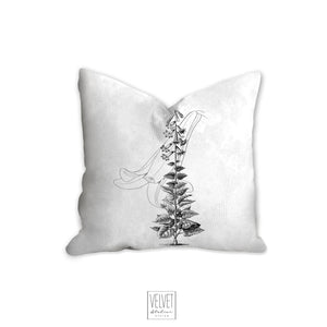 Floral pillow, lilly flower, black and white, floral print, botanical, natural, farmhouse, pillow cover, decorative pillow, pillow case