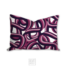 Load image into Gallery viewer, Purple abstract pillow, tangled waves pattern, modern pillow, Interior decor, home decor pillow cover and insert, 3d home accent pillow