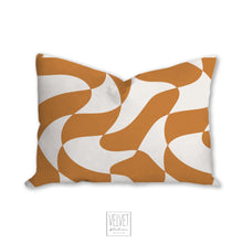 Load image into Gallery viewer, Abstract mod pillow, decorative terra cotta pattern, modern Interior decor, home decor, pillow cover, interiors, pillow case, modern pillow