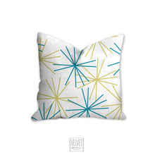 Load image into Gallery viewer, Blue and yellow mod pillow, decorative pattern, modern Interior decor, home decor, pillow cover, pillow insert, pillow case, modern pillow