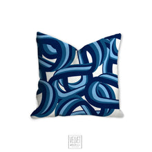 Load image into Gallery viewer, Blue abstract pillow, tangled waves pattern, modern pillow, Interior decor, home decor pillow cover and insert, 3d home accent pillow