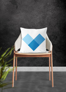 Heart pillow, blue pixelated heart, modern pillow, Interior decor, home decor pillow cover and insert, pillow case, stylish art