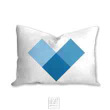 Load image into Gallery viewer, Heart pillow, blue pixelated heart, modern pillow, Interior decor, home decor pillow cover and insert, pillow case, stylish art