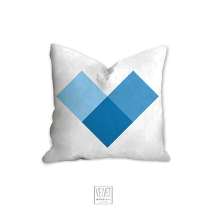 Heart pillow, blue pixelated heart, modern pillow, Interior decor, home decor pillow cover and insert, pillow case, stylish art