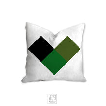 Load image into Gallery viewer, Heart pillow, green heart pixels, modern pillow, Interior decor, home decor pillow cover and insert, pillow case, green heart, stylish art