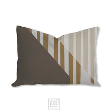 Load image into Gallery viewer, Throw pillow with stripes, abstract, brown, taupe, khaki, earthy, modern pillow, Interior decor, home decor pillow cover and insert, home
