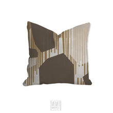 Load image into Gallery viewer, Throw pillow with abstract design, brown, taupe, khaki, earthy, modern pillow, Interior decor, home decor pillow cover and insert, home