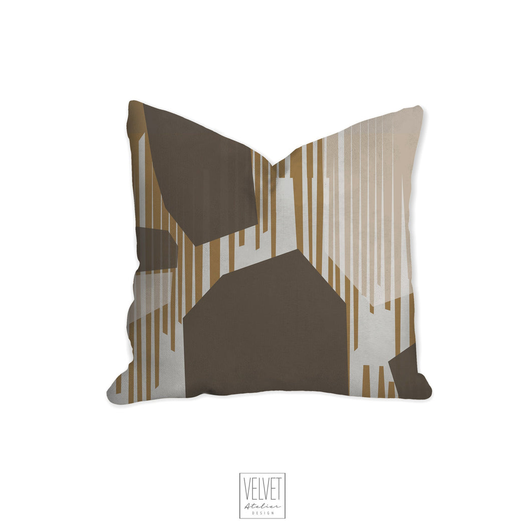 Throw pillow with abstract design, brown, taupe, khaki, earthy, modern pillow, Interior decor, home decor pillow cover and insert, home