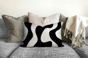 Black and white pillow, wavy black pattern, modern pillow, Interior decor, home decor pillow cover and insert, home accent pillow