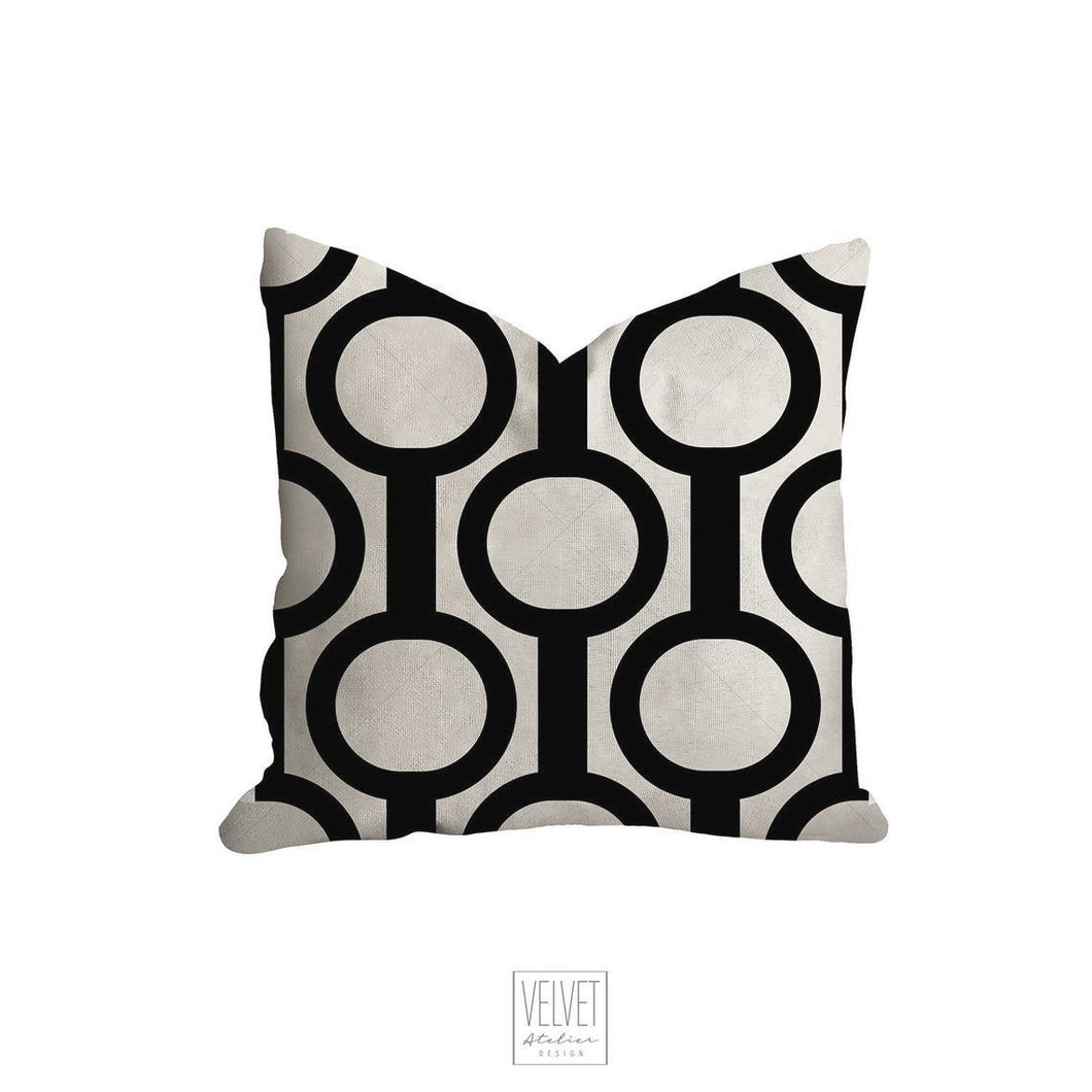 Art deco geometric pillow, retro linear circle pattern, modern pillow, Interior decor, decor, pillow cover and insert, home accent pillow