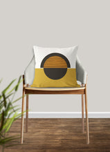 Load image into Gallery viewer, Yellow orange pillow, half moon mid century design, modern pillow, Interior decor, home decor pillow cover and insert, home accent pillow