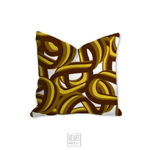 Load image into Gallery viewer, Yellow and brown pillow, tangled waves pattern, modern pillow, Interior decor, home decor pillow cover and insert, 3d art home accent pillow
